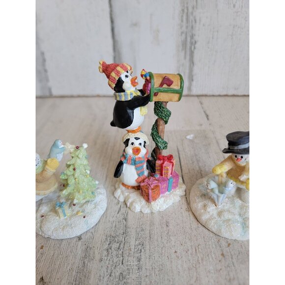 Mini penguin mailbox snowman tree prepare Xmas village accessory decor set - Picture 4 of 8